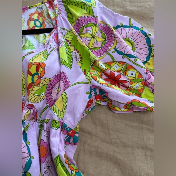 Anthropologie Uncle Frank Vibrant Pink Floral Tiered Short Dress - Picture 5 of 7